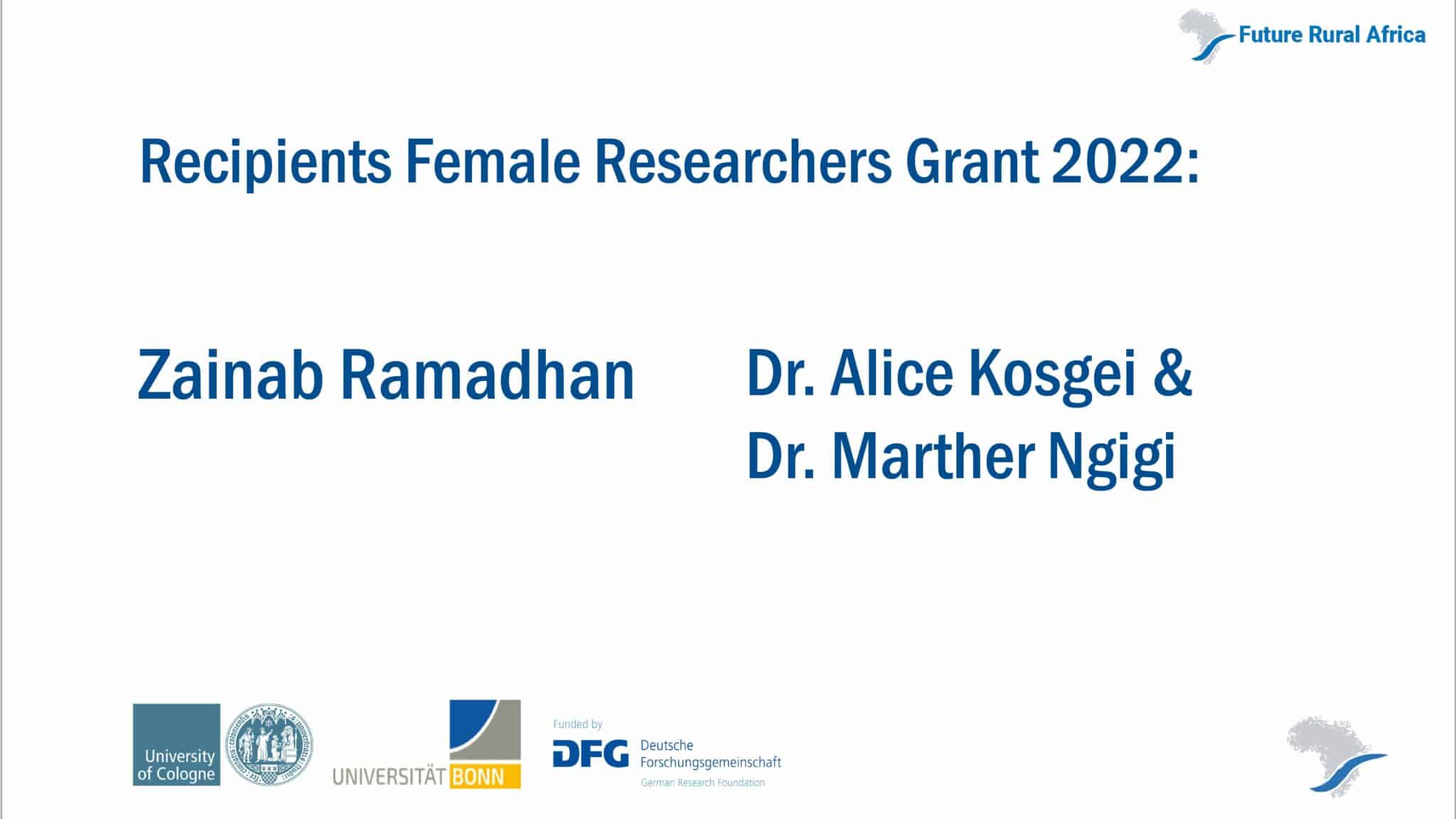 poster recipinets female researchers grant 2022
