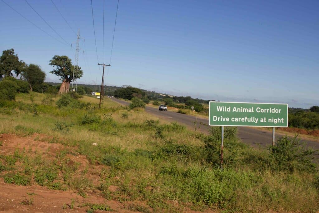 Wild animal corridor warning sign