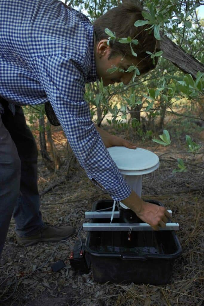 Mosquito Trap being set up by researcher