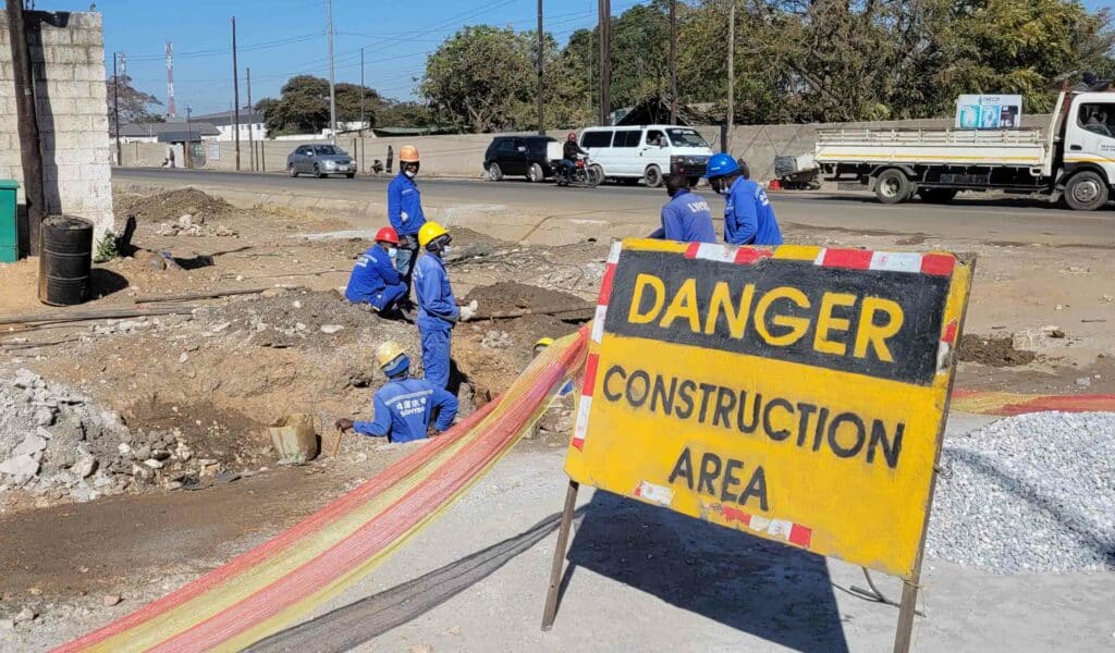 Construction sign in southern Africa