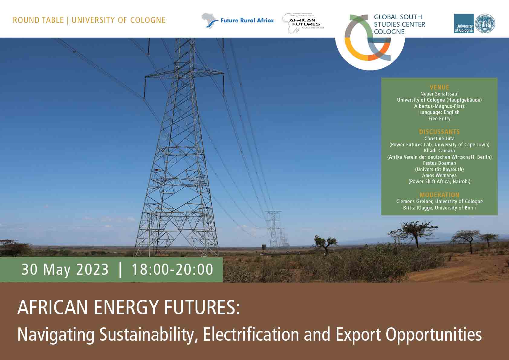 Poster of a rountable on the future of energy in africa during ECAS conference