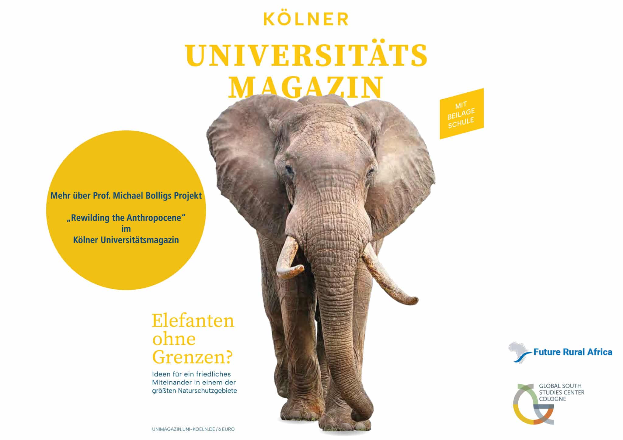 Cover of the university of cologne magazine depicting an elephant