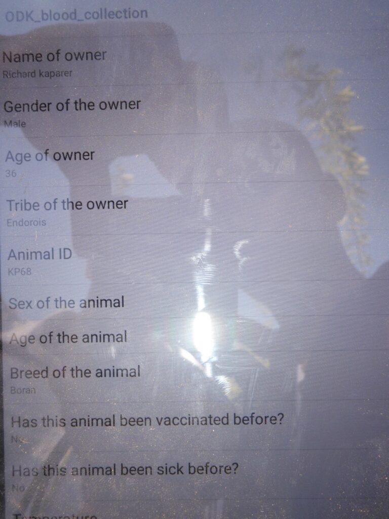 Owner and cattle details capture by an ODK based questionnaire